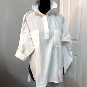 Zara white collar convertible sleeve shirt